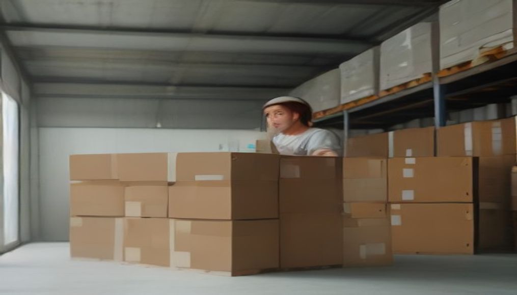 An employee consolidating several packages onto a pallet for a consolidated shipment in 2026