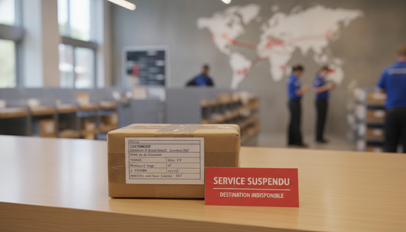 Colis avec formulaire de douane destiné à la France retenu au comptoir de Postes Canada — suspension des colis vers l'Europe en 2026